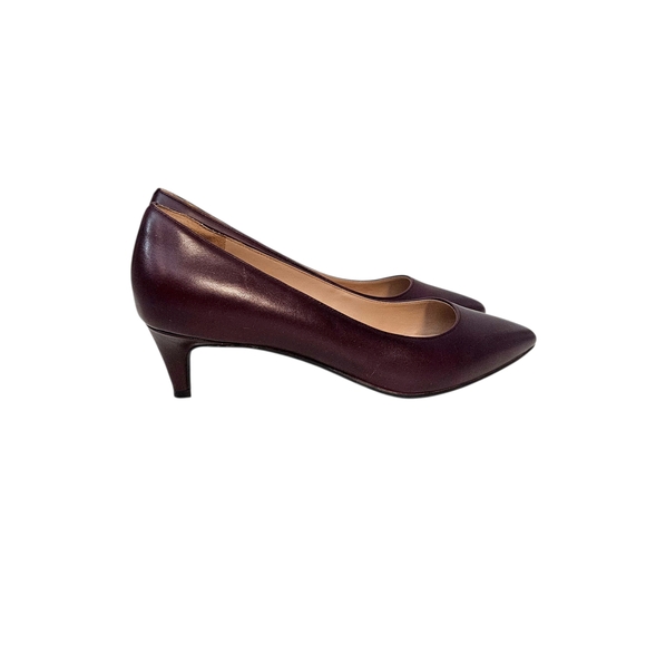 Cole Haan Burgundy "Vandam" Pointed Toe Low Heel Pumps - Picture 6 of 10